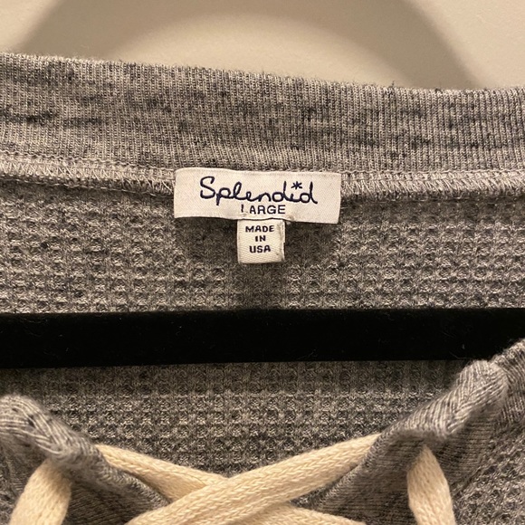 Splendid Grey Thermal Long Sleeve Top - Picture 4 of 5